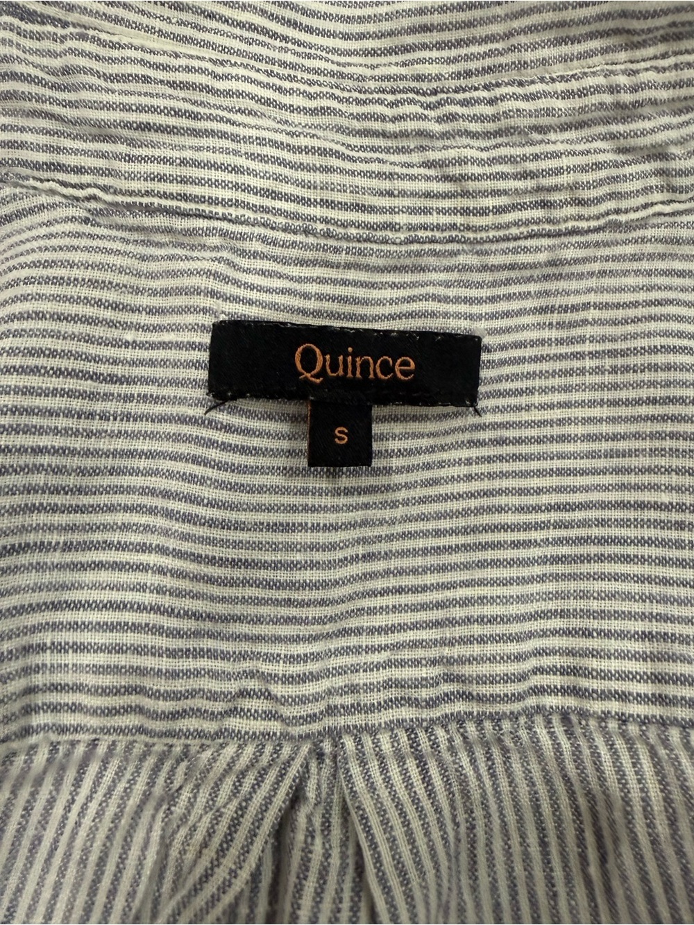 Quince Linen Blend Long Sleeve Shirt in Blue Pinstripe. Size Small Coastal - Picture 4 of 7